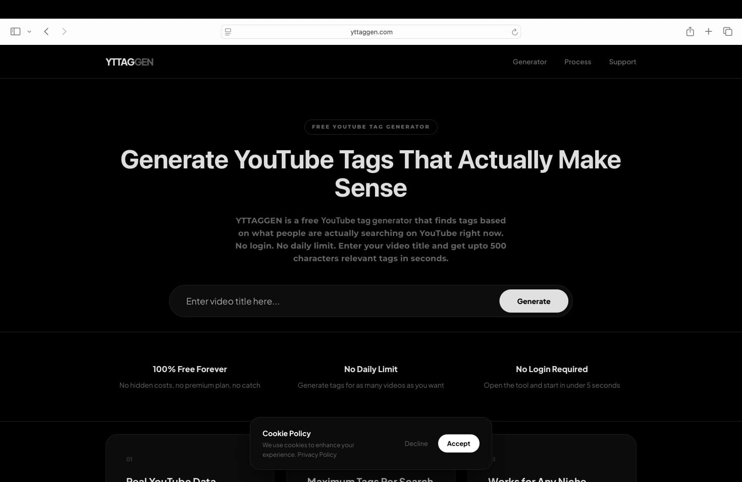 YTTaggen YouTube Tag Generator Interface